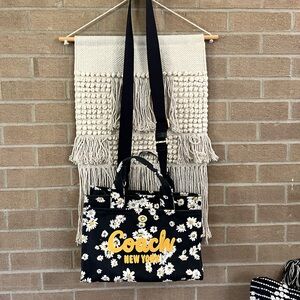 Coach Black Daisy Logo Tote with Yellow Accents